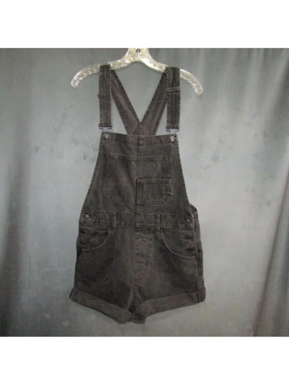 Free People We The Free Ziggy Shortall Denim Overalls Shorts Black Size S Boho